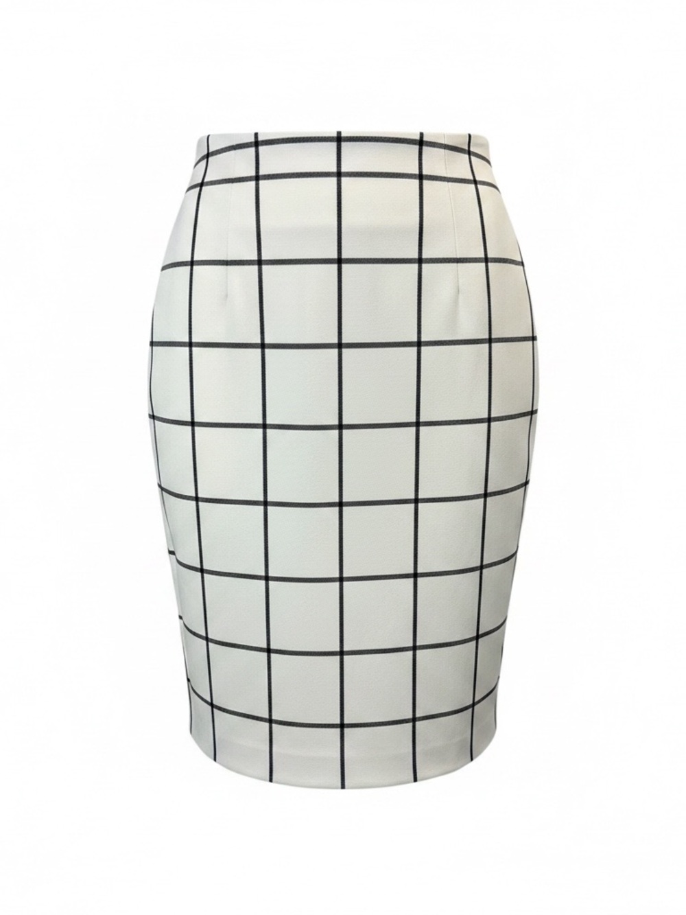 Express White Pencil Skirt with Black Windowpane Grid Size 6
